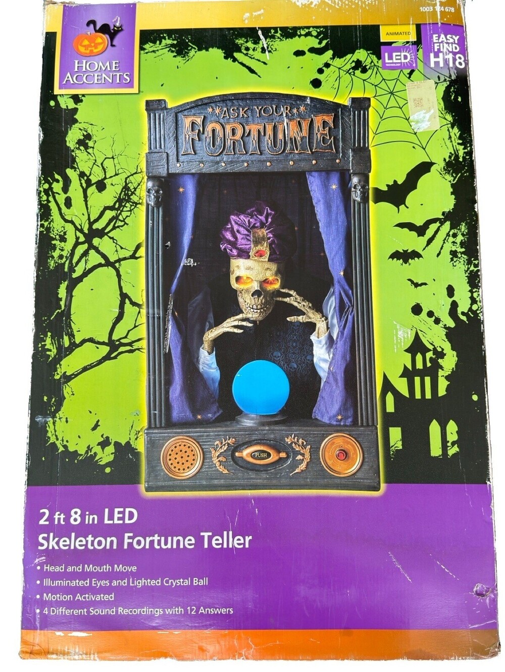 ANIMATED TALKING Skeleton FORTUNE TELLER HALLOWEEN PROP 2.5foot Home Accents